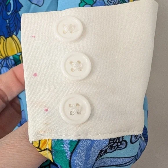 Unique Vintage Light Blue Floral Peter Pan Collar Mod Babydoll Dress 60s Small - Picture 11 of 14